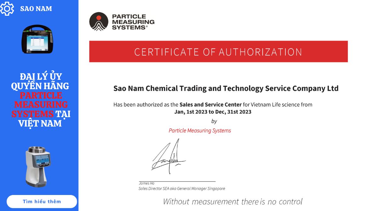 Chứng Nhận đại lý kinh doanh và trung tâm dịch vụ ủy quyền - Particle Measuring Systems  - LIFE SCIENCE